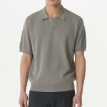 Cool Touch Slit Neck Knitted Polo Shirt — Titan Grey