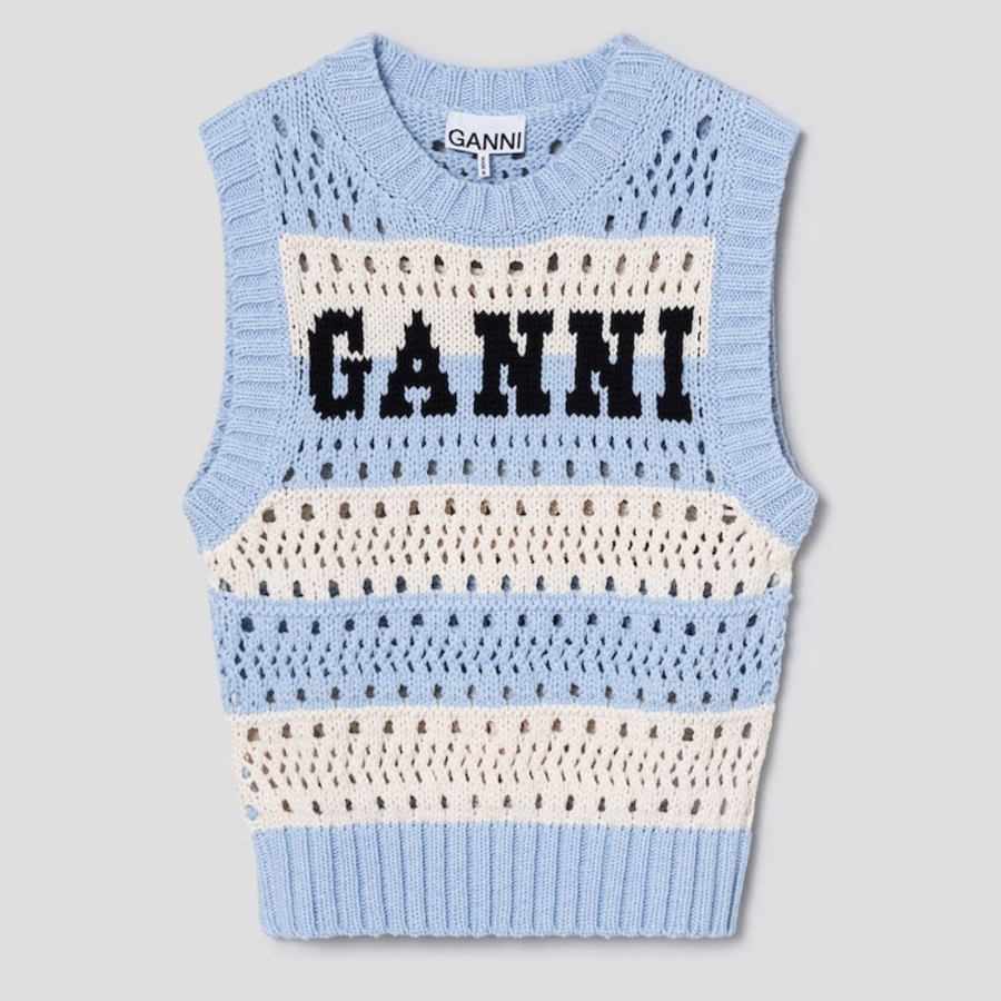 Полосатый вязаный жилет из хлопковой смеси Cotton Mix Striped Vest – Soft Chambray