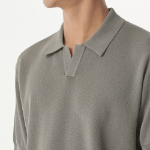Cool Touch Slit Neck Knitted Polo Shirt — Titan Grey