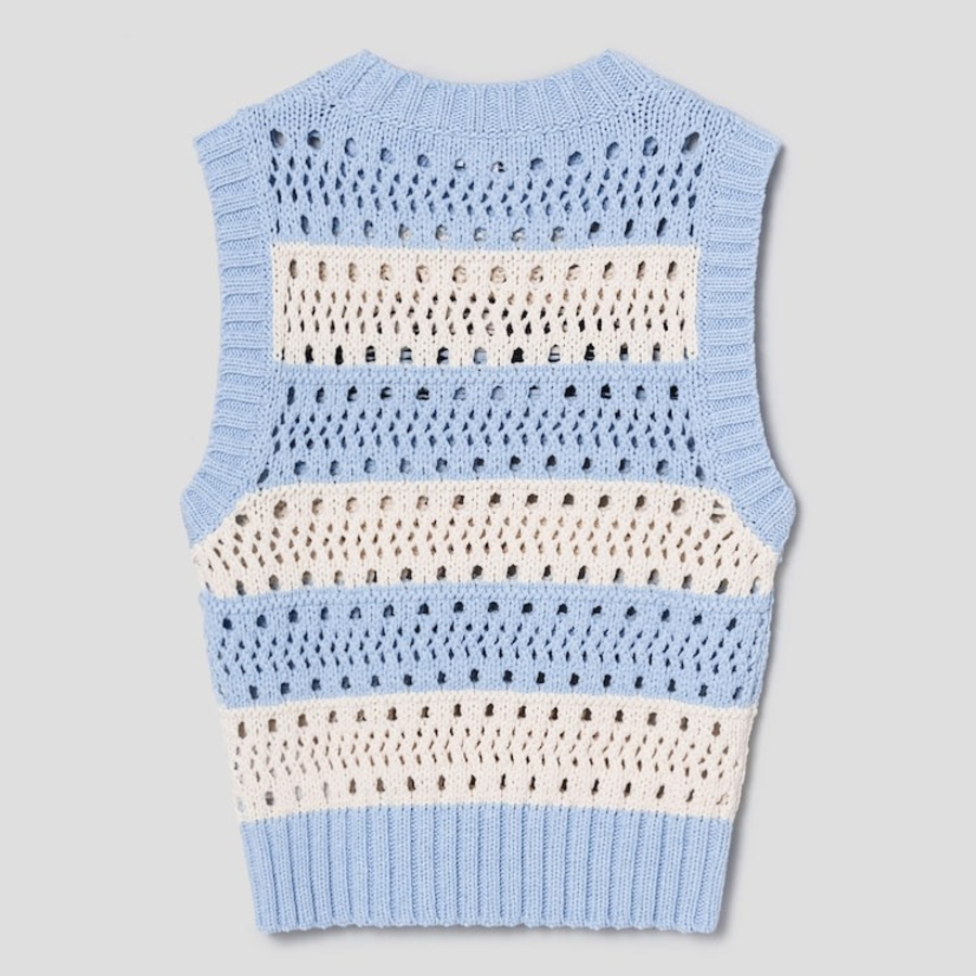Полосатый вязаный жилет из хлопковой смеси Cotton Mix Striped Vest – Soft Chambray
