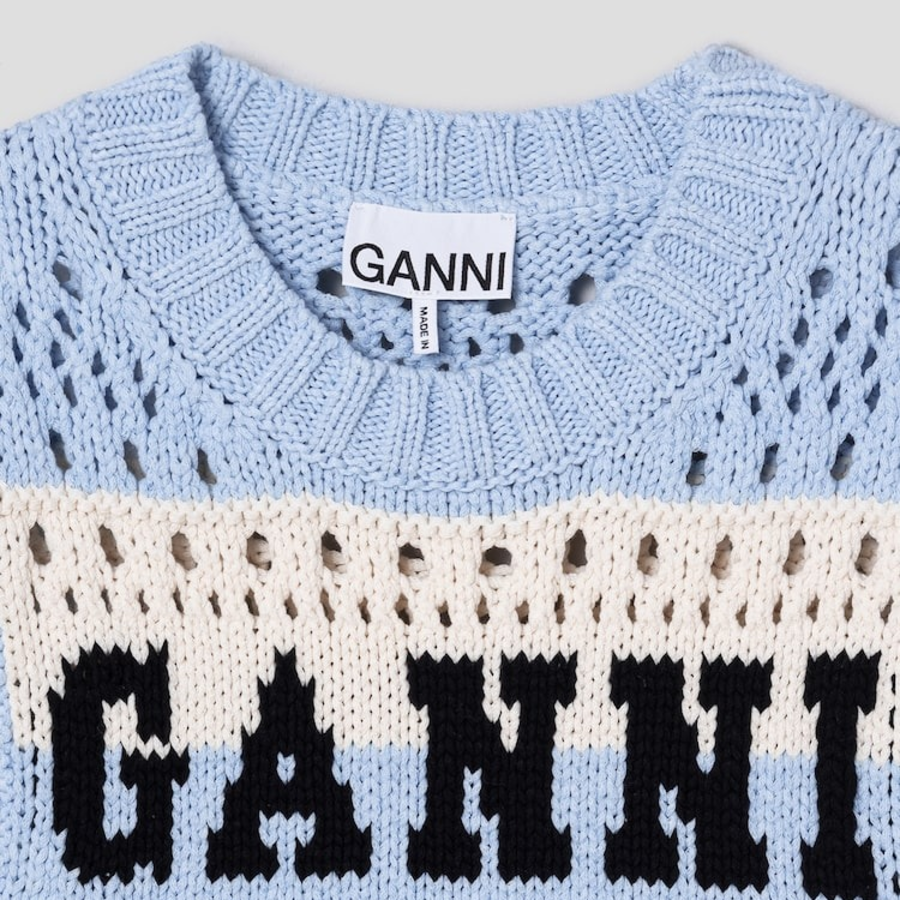 Полосатый вязаный жилет из хлопковой смеси Cotton Mix Striped Vest – Soft Chambray