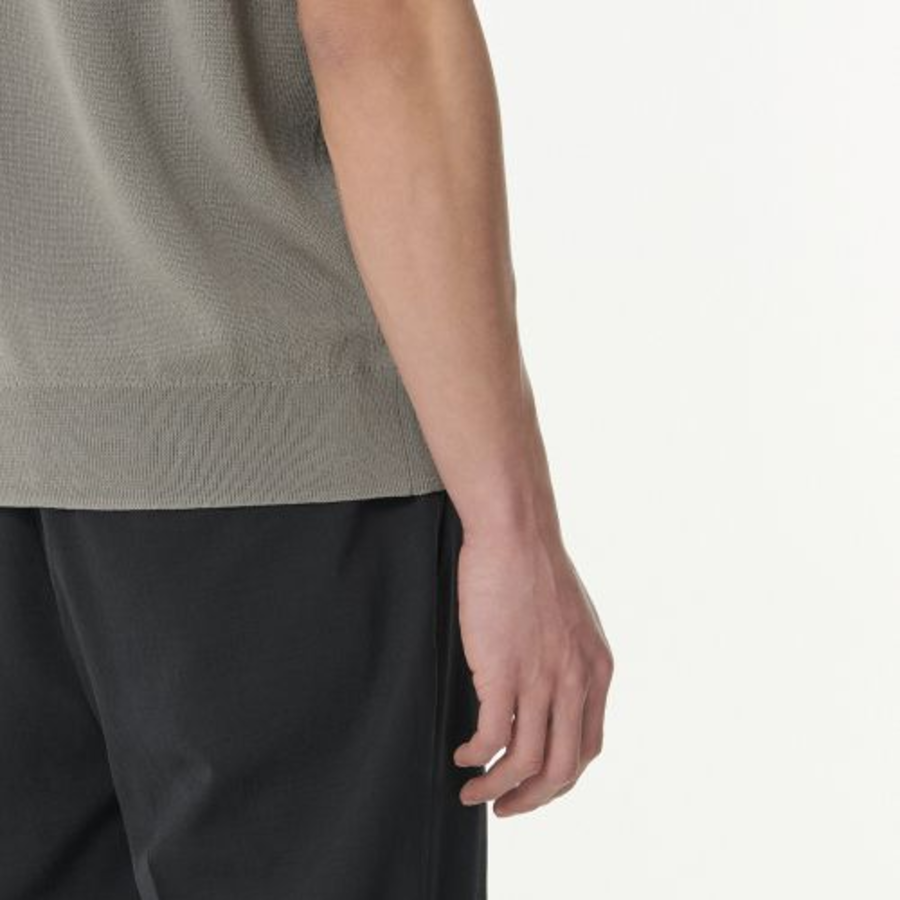 Cool Touch Slit Neck Knitted Polo Shirt — Titan Grey