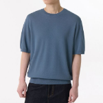 Cool Touch Crew Neck Short Sleeve Knit — Blue Grey
