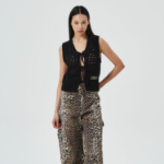 Вязаный жилет с завязками Cotton Mix Tie String Vest – Black