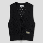Вязаный жилет с завязками Cotton Mix Tie String Vest – Black
