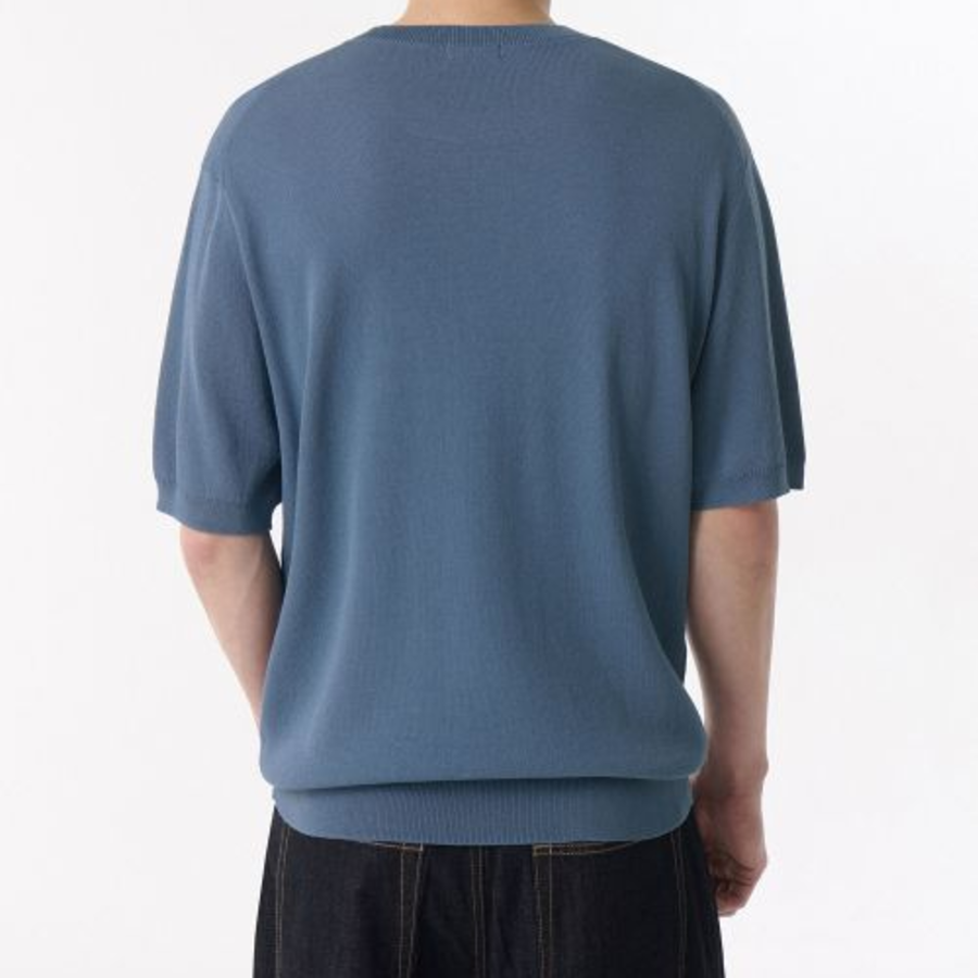 Cool Touch Crew Neck Short Sleeve Knit — Blue Grey