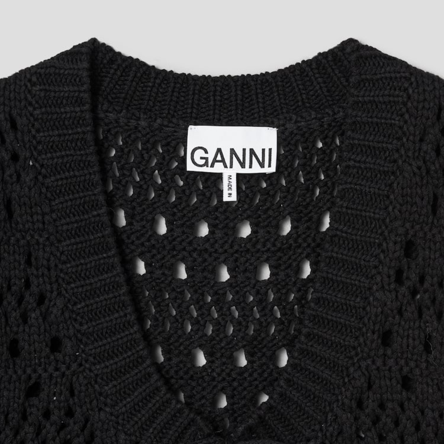 Вязаный жилет с завязками Cotton Mix Tie String Vest – Black