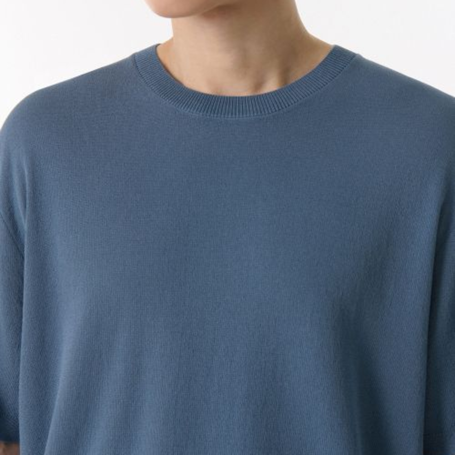 Cool Touch Crew Neck Short Sleeve Knit — Blue Grey