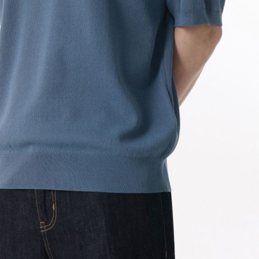 Cool Touch Crew Neck Short Sleeve Knit — Blue Grey