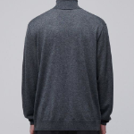 Merino Wool Blend High Gauge Turtle Neck Knit — Medium Grey