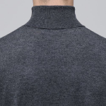 Merino Wool Blend High Gauge Turtle Neck Knit — Medium Grey