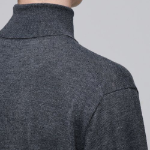 Merino Wool Blend High Gauge Turtle Neck Knit — Medium Grey