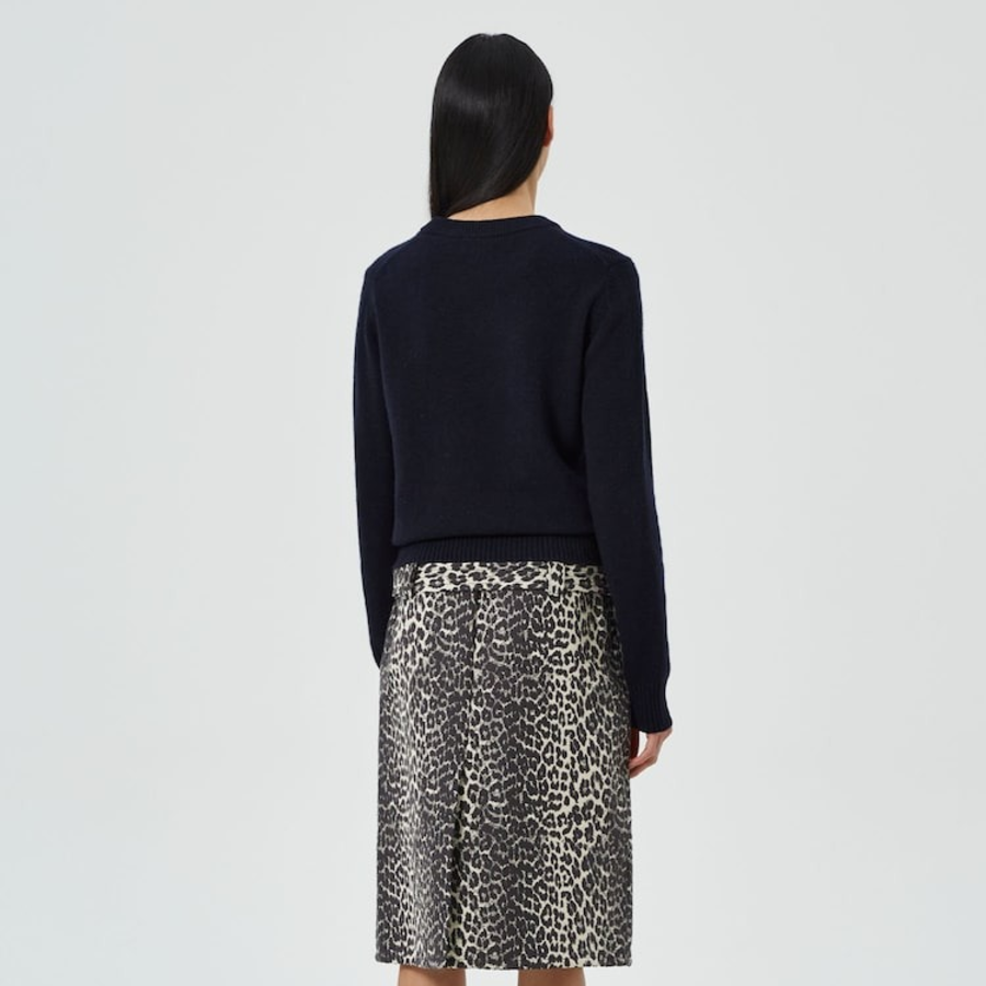 GANNI Graphic Wool Mix Baseball Crewneck – Sky Captain