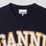 GANNI Graphic Wool Mix Baseball Crewneck – Sky Captain