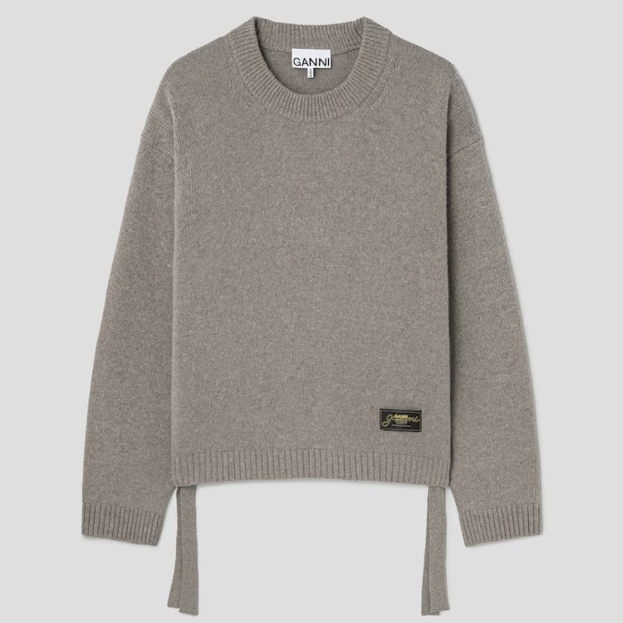 GANNI Future Wool Mix Oversized O-neck – Dusty Olive