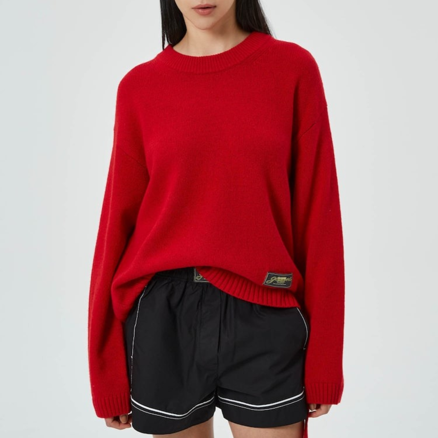 GANNI Future Wool Mix Oversized O-neck – Racing Red