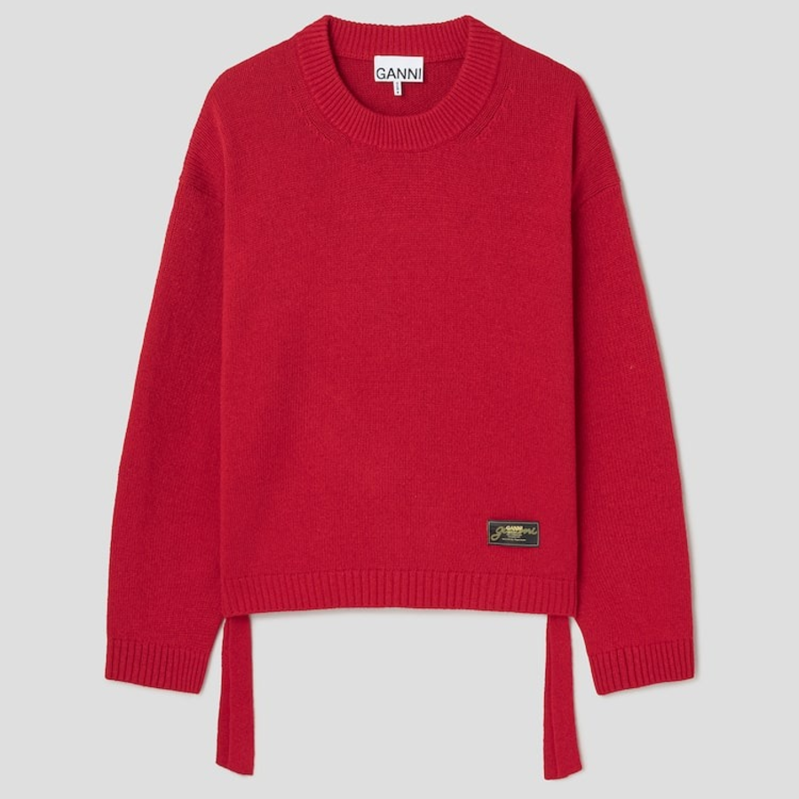 GANNI Future Wool Mix Oversized O-neck – Racing Red