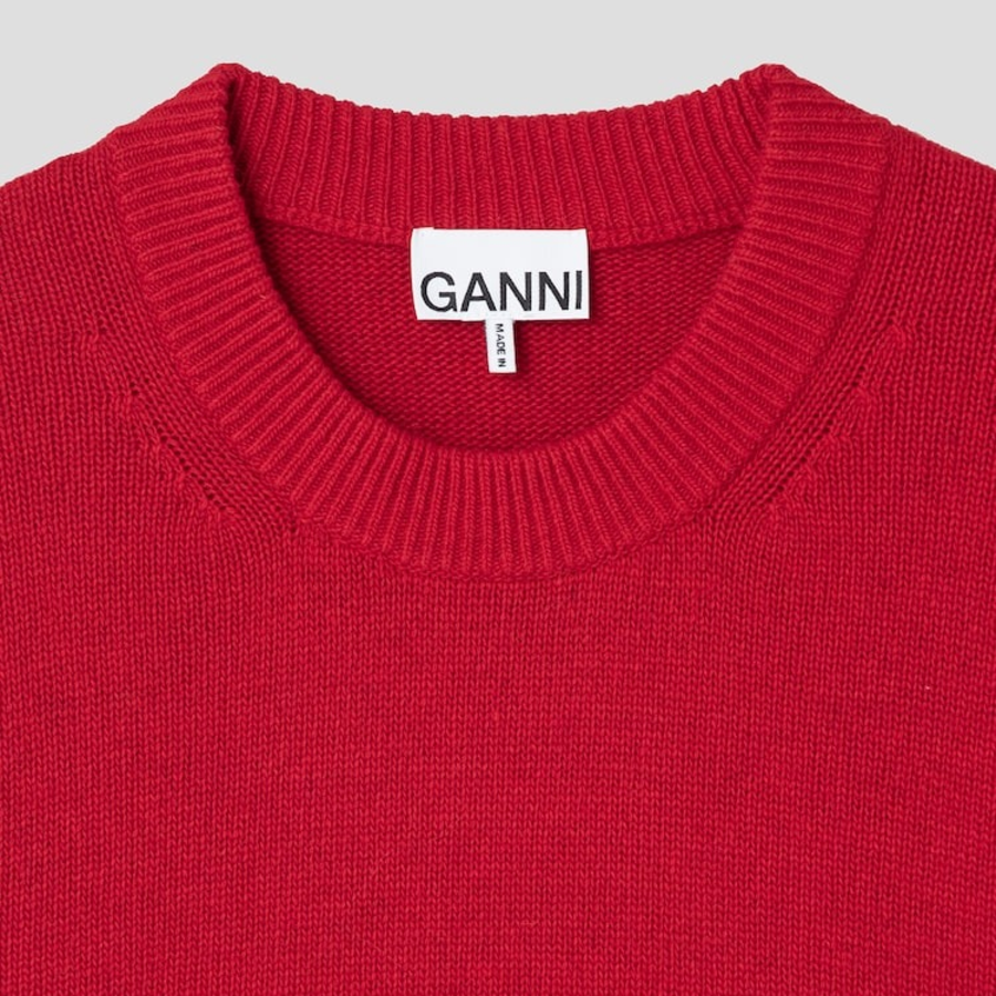 GANNI Future Wool Mix Oversized O-neck – Racing Red