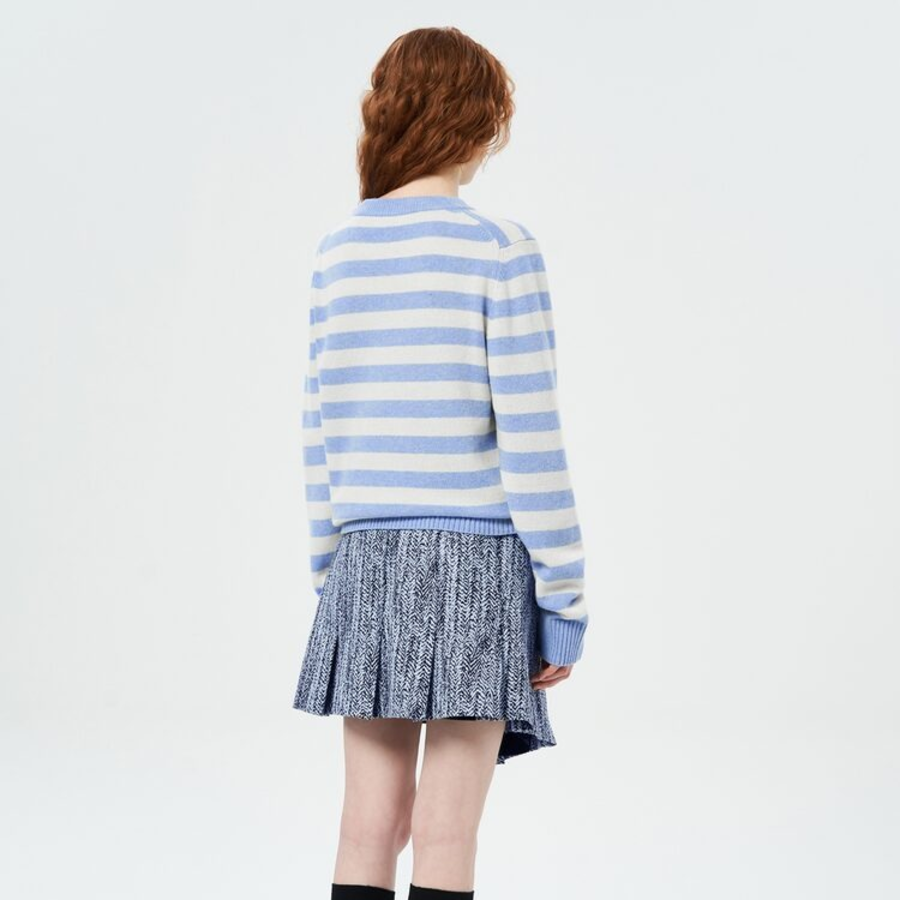 Свитер Striped Graphic Wool Mix Cats Crewneck в голубом цвете Sky Blue