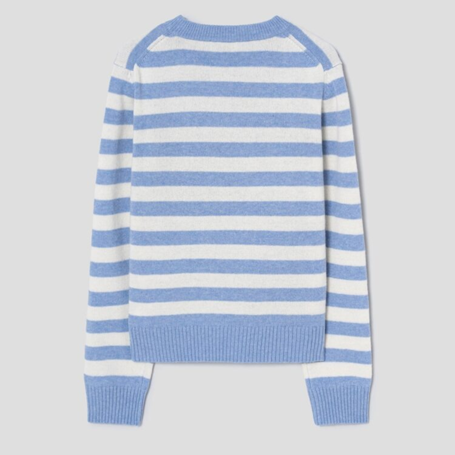 Свитер Striped Graphic Wool Mix Cats Crewneck в голубом цвете Sky Blue