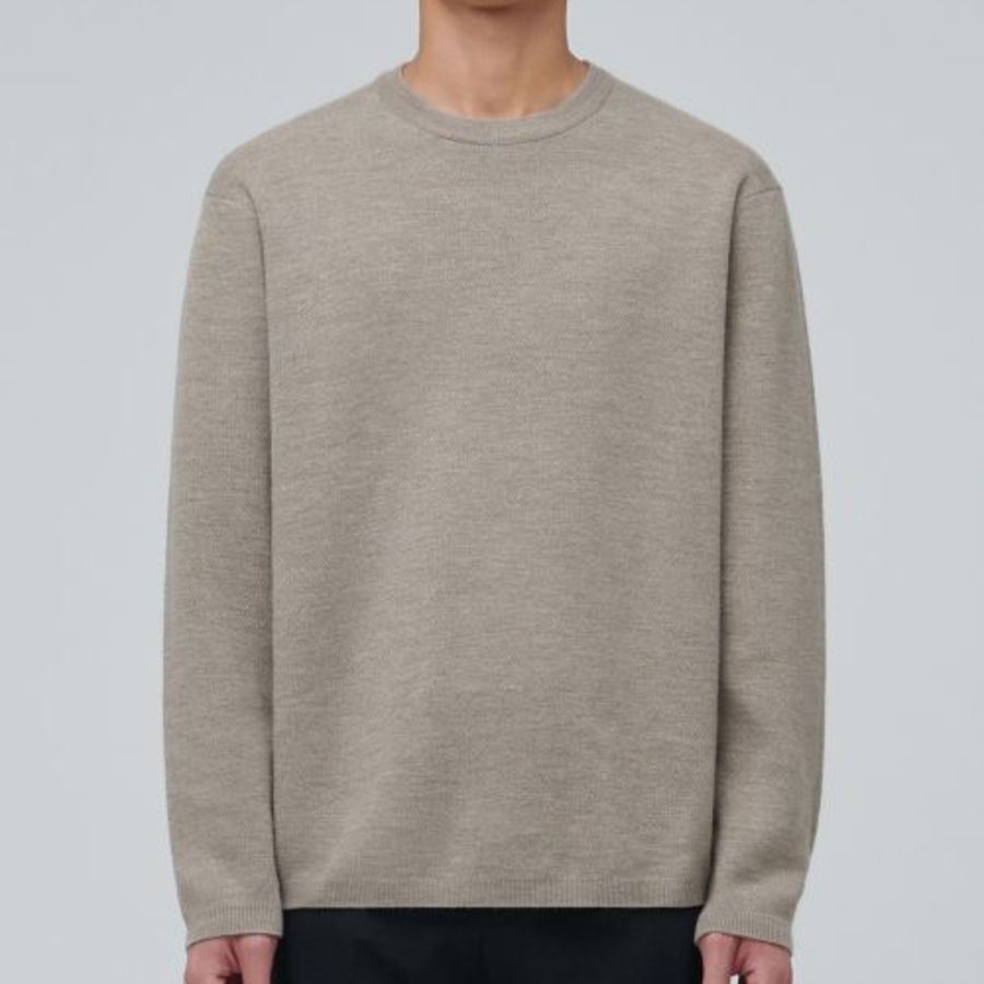 Minimal Crew Neck Knit — Beige