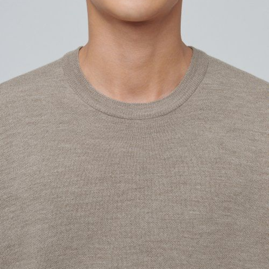 Minimal Crew Neck Knit — Beige
