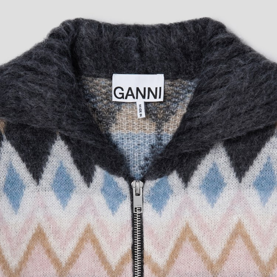 GANNI Fine Brushed Alpaca Cardigan - Black