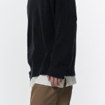 Cotton Ribbed Crew Neck Knit — Black