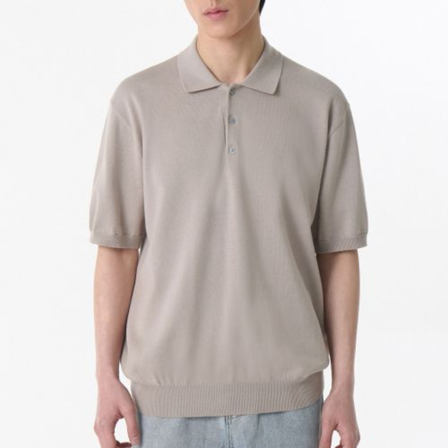Washable Supima Cotton Knitted Polo Shirt — Mushroom