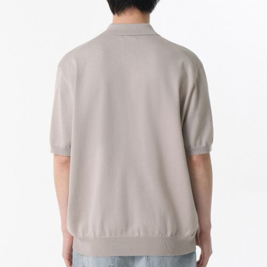 Washable Supima Cotton Knitted Polo Shirt — Mushroom