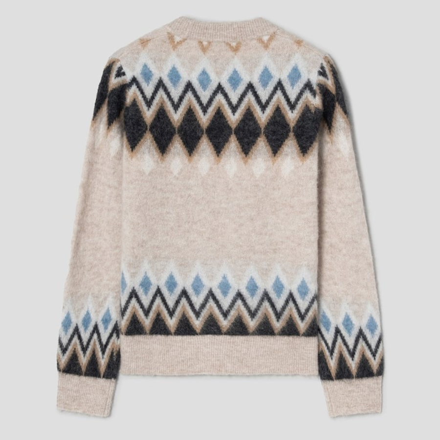 GANNI Fine Brushed Alpaca O-Neck — Yellowish Brown