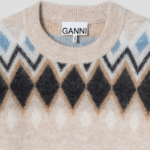 GANNI Fine Brushed Alpaca O-Neck — Yellowish Brown