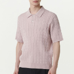 Cable Knitted Polo Shirt — Desert Pink