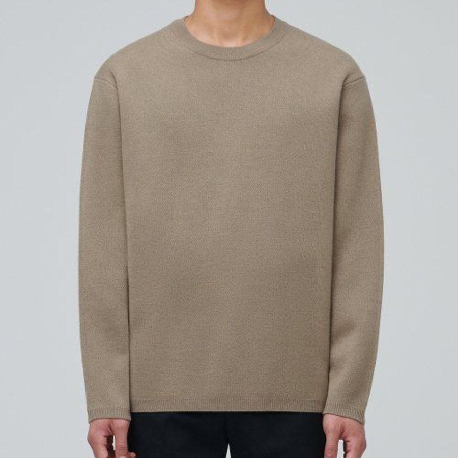 Minimal Crew Neck Knit — Beige