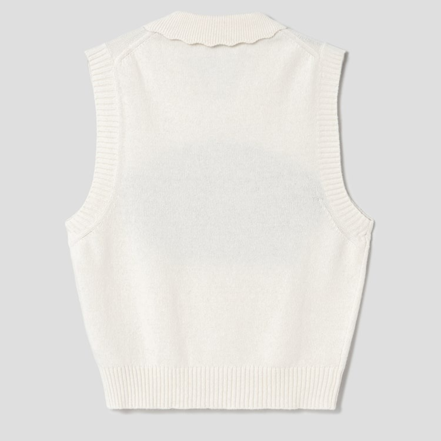 GANNI Graphic Wool Mix Collar Vest – Ivory