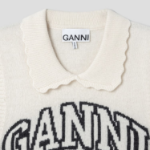 GANNI Graphic Wool Mix Collar Vest – Ivory
