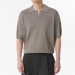 Cool Touch Slit Neck Knitted Polo Shirt — Taupe