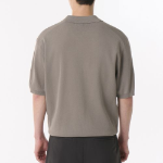 Cool Touch Slit Neck Knitted Polo Shirt — Taupe