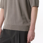Cool Touch Slit Neck Knitted Polo Shirt — Taupe