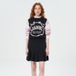 GANNI Graphic Wool Mix Bow Vest – Ash