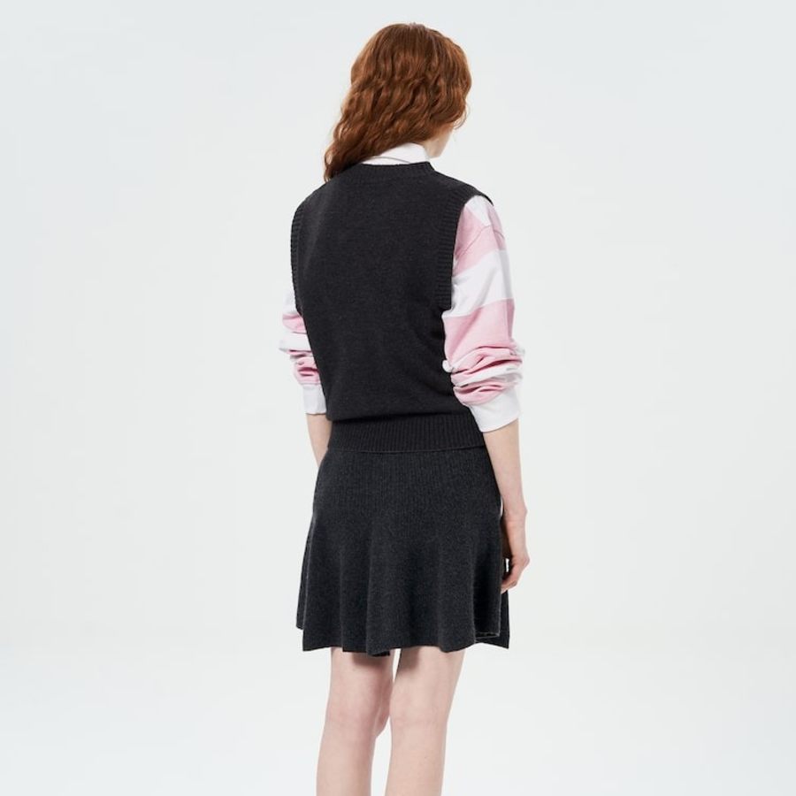 GANNI Graphic Wool Mix Bow Vest – Ash