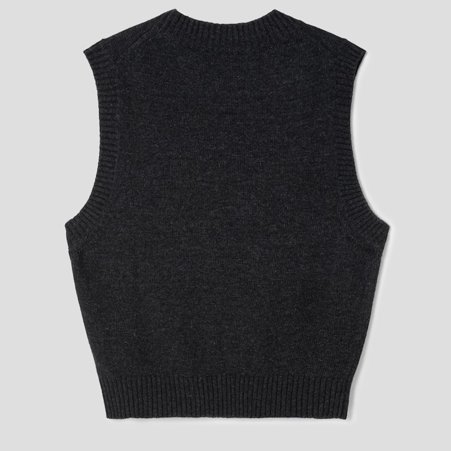 GANNI Graphic Wool Mix Bow Vest – Ash