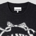 GANNI Graphic Wool Mix Bow Vest – Ash