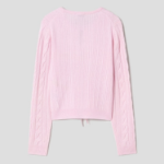GANNI Cashmere Mix Tie String Cardigan – Light Pink