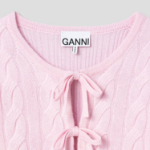 GANNI Cashmere Mix Tie String Cardigan – Light Pink