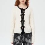 GANNI Cashmere Mix Tie String Cardigan – Ivory