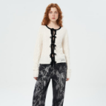 GANNI Cashmere Mix Tie String Cardigan – Ivory