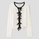 GANNI Cashmere Mix Tie String Cardigan – Ivory