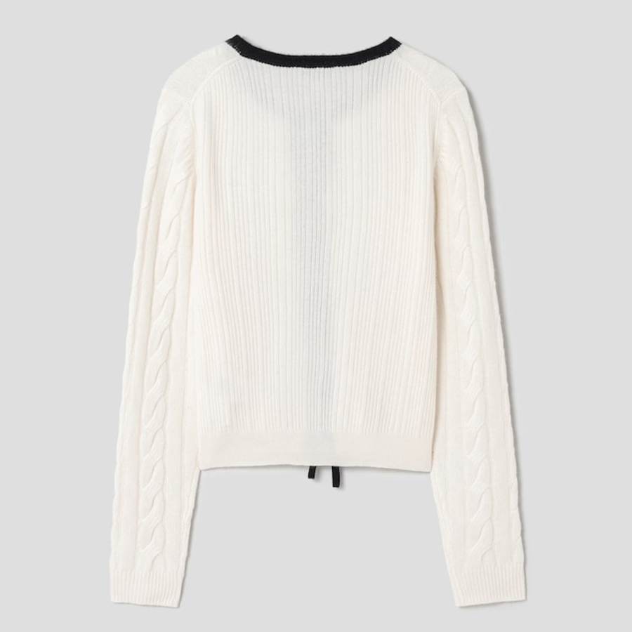 GANNI Cashmere Mix Tie String Cardigan – Ivory