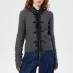 GANNI Cashmere Mix Tie String Cardigan – Ash